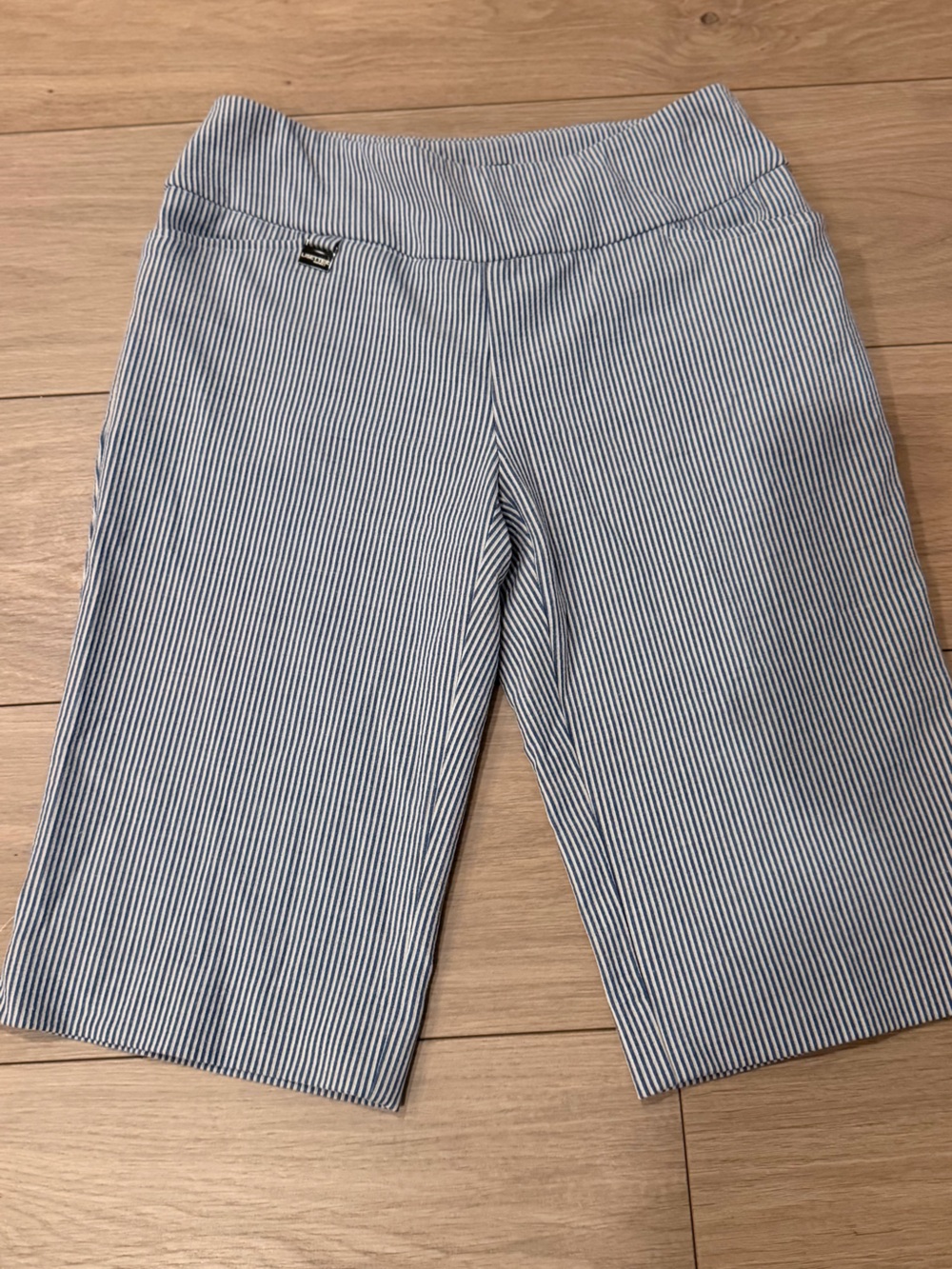 LISETTE Navy and White Narrow Stripe Capri